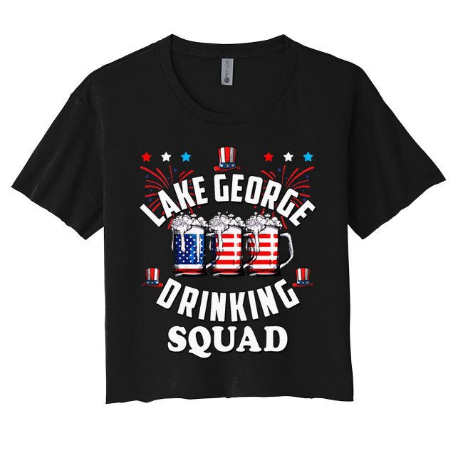 lake george drinking squad 4th of july usa flag beer Crop Top