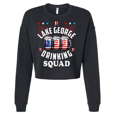 lake george drinking squad 4th of july usa flag beer Cropped Pullover Crew
