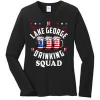 lake george drinking squad 4th of july usa flag beer Ladies Long Sleeve Shirt