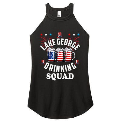 lake george drinking squad 4th of july usa flag beer Women's Perfect Tri Rocker Tank