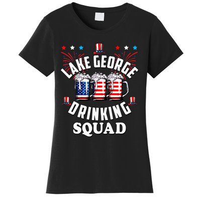 lake george drinking squad 4th of july usa flag beer Women's T-Shirt