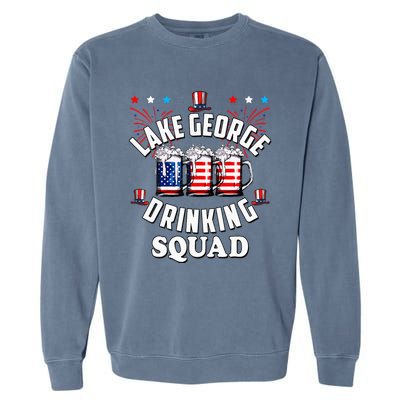 lake george drinking squad 4th of july usa flag beer Garment-Dyed Sweatshirt