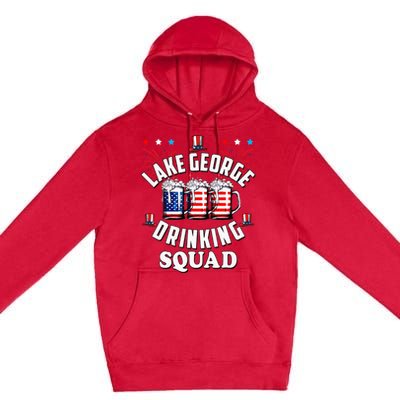 lake george drinking squad 4th of july usa flag beer Premium Pullover Hoodie