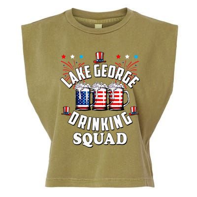 lake george drinking squad 4th of july usa flag beer Garment-Dyed Women's Muscle Tee