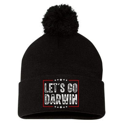 Lets Go Darwin Funny Sarcastic Women Men Lets Go Darwin Pom Pom 12in Knit Beanie