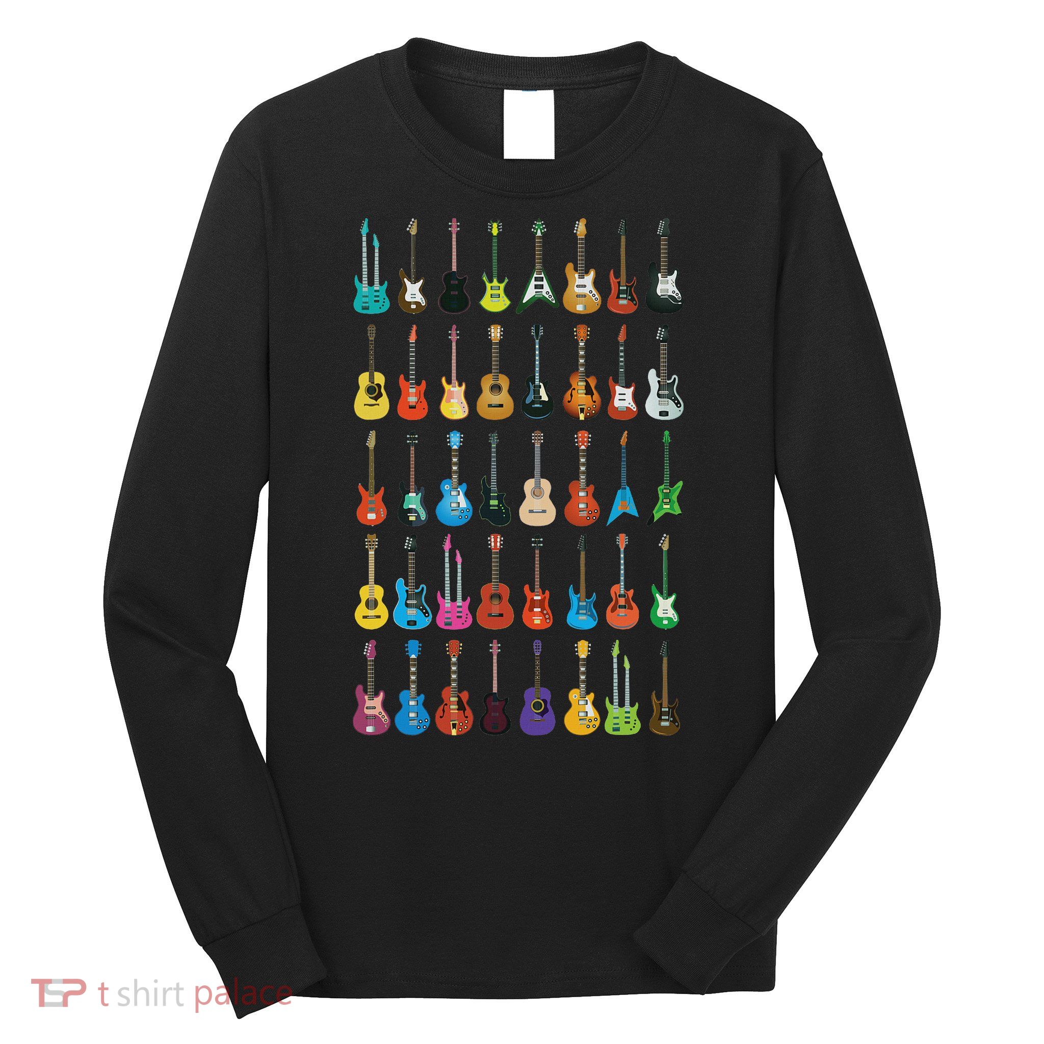 Love Guitar Different Guitars Music Lover Funny Gift Long Sleeve Shirt