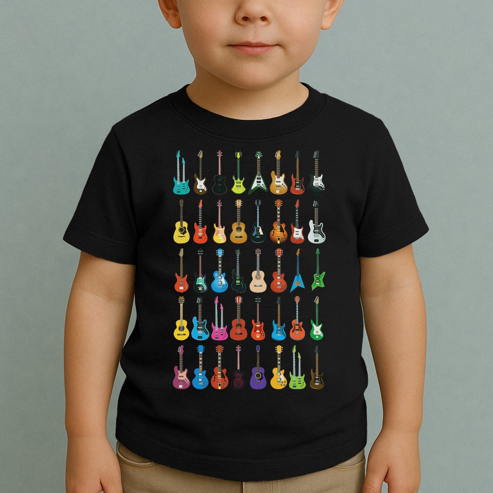 Love Guitar Different Guitars Music Lover Funny Gift Toddler T-Shirt