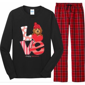 Love Goldendoodle Dog Valentine Day Goldendoodle Lover Gift Long Sleeve Pajama Set