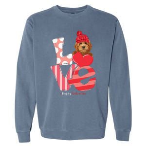 Love Goldendoodle Dog Valentine Day Goldendoodle Lover Gift Garment-Dyed Sweatshirt