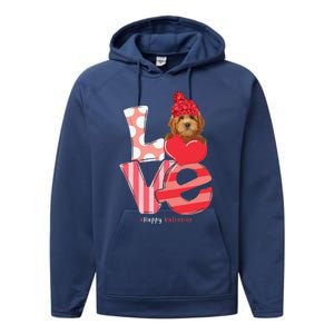 Love Goldendoodle Dog Valentine Day Goldendoodle Lover Gift Performance Fleece Hoodie