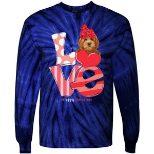 Love Goldendoodle Dog Valentine Day Goldendoodle Lover Gift Tie-Dye Long Sleeve Shirt