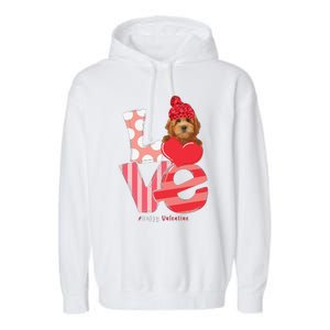 Love Goldendoodle Dog Valentine Day Goldendoodle Lover Gift Garment-Dyed Fleece Hoodie