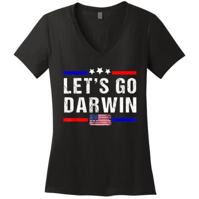 Let's Go Darwin Lets Go Darwin Meme Women's V-Neck T-Shirt