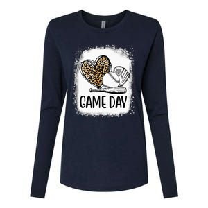 Leopard Game Day Heart Soccer Mom Mama Womens Cotton Relaxed Long Sleeve T-Shirt