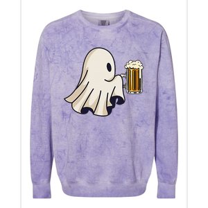 Little Ghost Drinking Beer Funny Halloween Costume Colorblast Crewneck Sweatshirt