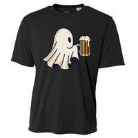 Little Ghost Drinking Beer Funny Halloween Costume Cooling Performance Crew T-Shirt