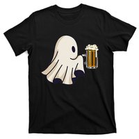 Little Ghost Drinking Beer Funny Halloween Costume T-Shirt