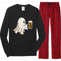 Little Ghost Drinking Beer Funny Halloween Costume Long Sleeve Pajama Set