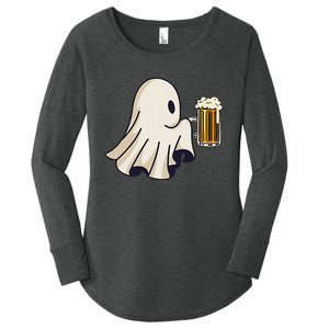 Little Ghost Drinking Beer Funny Halloween Costume Women's Perfect Tri Tunic Long Sleeve Shirt