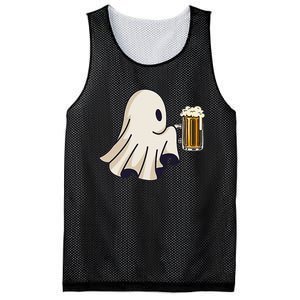 Little Ghost Drinking Beer Funny Halloween Costume Mesh Reversible Basketball Jersey Tank