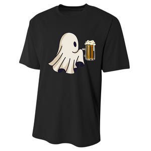 Little Ghost Drinking Beer Funny Halloween Costume Performance Sprint T-Shirt