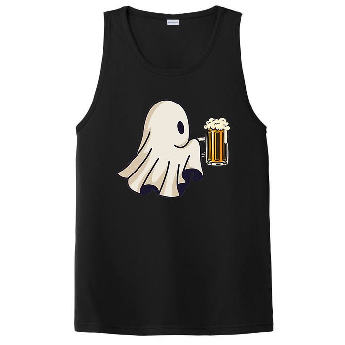 Little Ghost Drinking Beer Funny Halloween Costume PosiCharge Competitor Tank