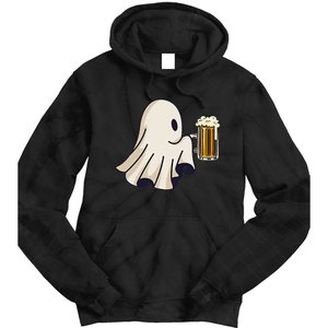 Little Ghost Drinking Beer Funny Halloween Costume Tie Dye Hoodie