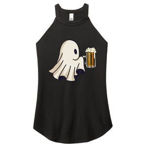 Little Ghost Drinking Beer Funny Halloween Costume Women's Perfect Tri Rocker Tank