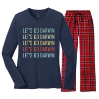 Lets Go Darwin Funny Sarcastic Trending Political Women's Long Sleeve Flannel Pajama Set 