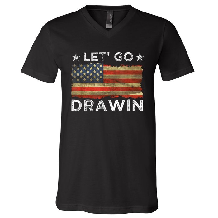 Lets Go Darwin Usa Flag V-Neck T-Shirt