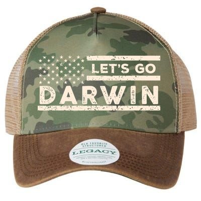 Lets Go Darwin US Flag Vintage Legacy Tie Dye Trucker Hat