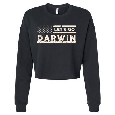 Lets Go Darwin US Flag Vintage Cropped Pullover Crew
