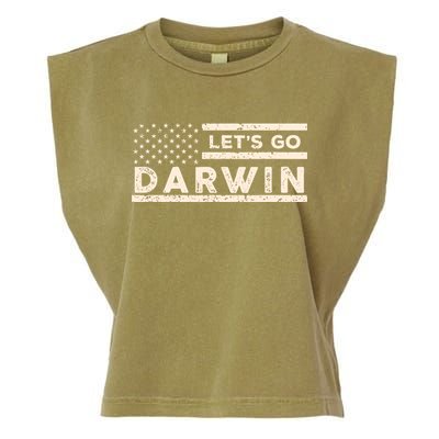 Lets Go Darwin US Flag Vintage Garment-Dyed Women's Muscle Tee