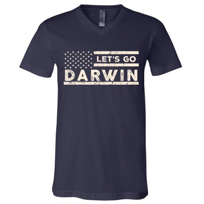 Lets Go Darwin US Flag Vintage V-Neck T-Shirt