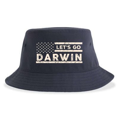 Lets Go Darwin US Flag Vintage Sustainable Bucket Hat