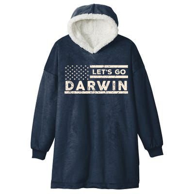 Lets Go Darwin US Flag Vintage Hooded Wearable Blanket