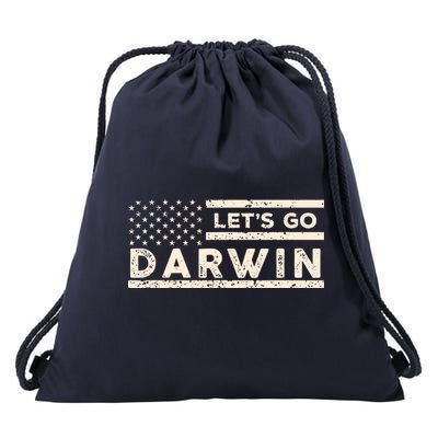Lets Go Darwin US Flag Vintage Drawstring Bag