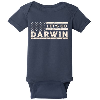 Lets Go Darwin US Flag Vintage Baby Bodysuit