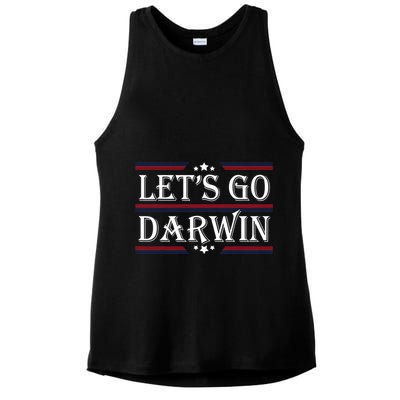 Lets Go Darwin Sarcastic Saying USA Flag Lets Go Darwin Ladies PosiCharge Tri-Blend Wicking Tank