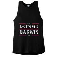 Lets Go Darwin Sarcastic Saying USA Flag Lets Go Darwin Ladies PosiCharge Tri-Blend Wicking Tank