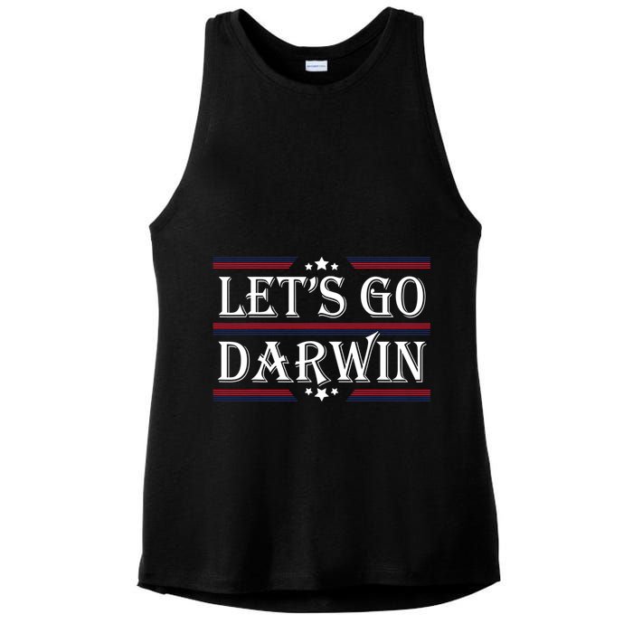 Lets Go Darwin Sarcastic Saying USA Flag Lets Go Darwin Ladies PosiCharge Tri-Blend Wicking Tank