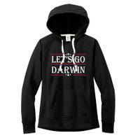 Lets Go Darwin Sarcastic Saying USA Flag Lets Go Darwin Women's Fleece Hoodie
