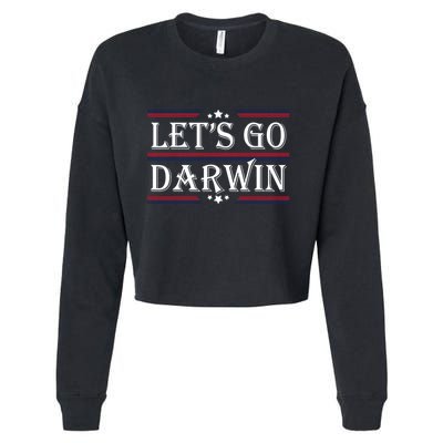 Lets Go Darwin Sarcastic Saying USA Flag Lets Go Darwin Cropped Pullover Crew