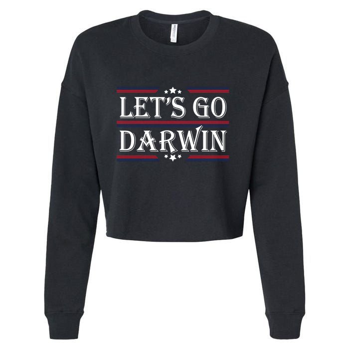 Lets Go Darwin Sarcastic Saying USA Flag Lets Go Darwin Cropped Pullover Crew