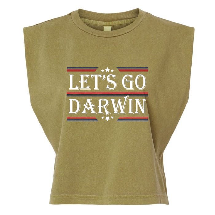 Lets Go Darwin Sarcastic Saying USA Flag Lets Go Darwin Garment-Dyed Women's Muscle Tee
