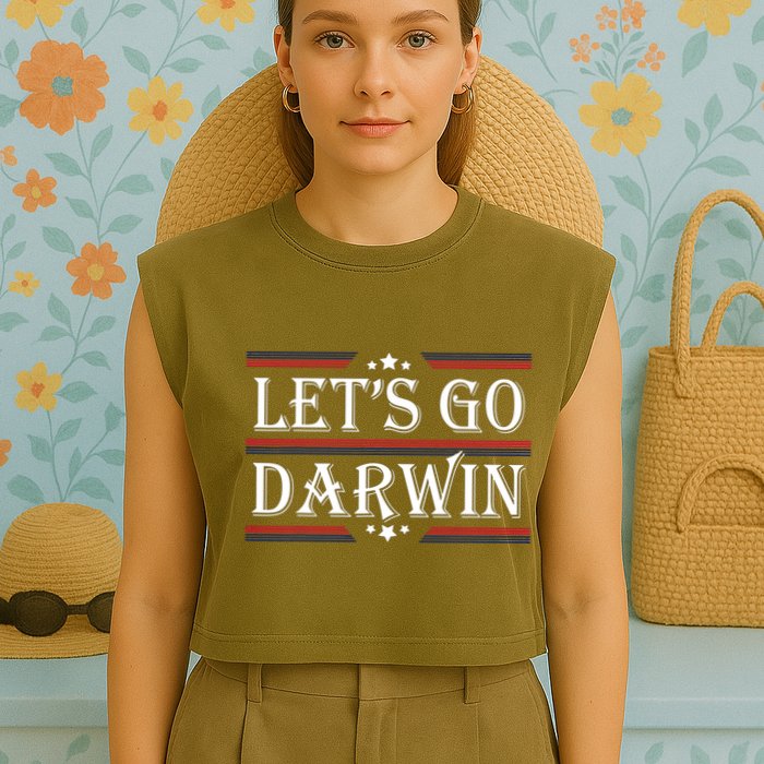 Lets Go Darwin Sarcastic Saying USA Flag Lets Go Darwin Garment-Dyed Women's Muscle Tee