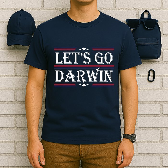 Lets Go Darwin Sarcastic Saying USA Flag Lets Go Darwin T-Shirt