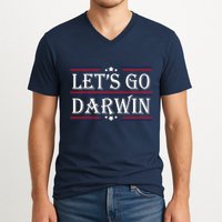 Lets Go Darwin Sarcastic Saying USA Flag Lets Go Darwin V-Neck T-Shirt