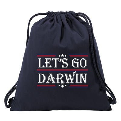 Lets Go Darwin Sarcastic Saying USA Flag Lets Go Darwin Drawstring Bag