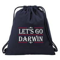 Lets Go Darwin Sarcastic Saying USA Flag Lets Go Darwin Drawstring Bag